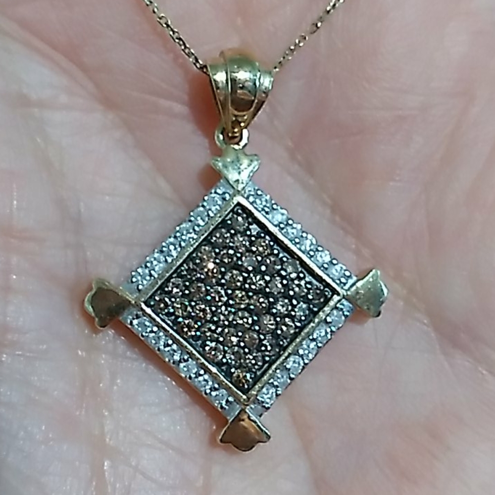 14K Chocolate and White Diamond Pendant